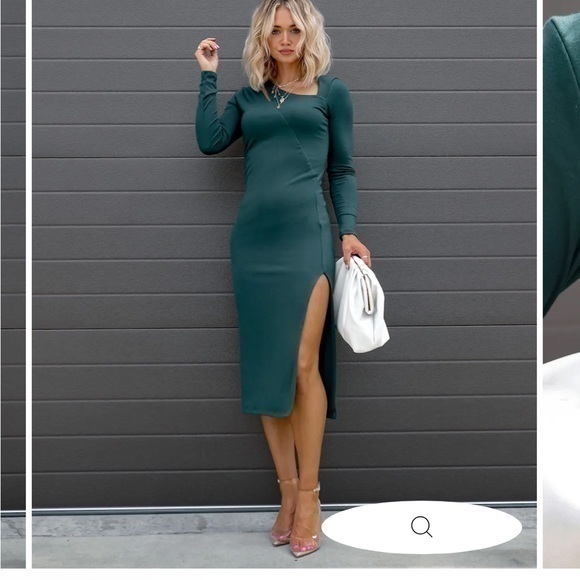 Chrysanthemum CUTOUT MIDI DRESS - HUNTER GREEN from Vici XS - Picture 1 of 6